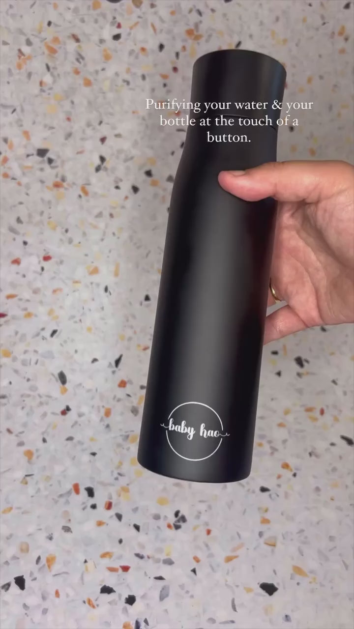 Black Insulated Purifying Water Bottle